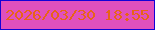 文字の大きさ：5、枠の色：1202d7、背景の色：e050bd、文字の色：e86318 無料ブログパーツのブログ時計