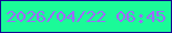 文字の大きさ：5、枠の色：120792、背景の色：1bfa98、文字の色：9f69fc 無料ブログパーツのブログ時計