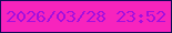 文字の大きさ：2、枠の色：120a58、背景の色：f724bd、文字の色：a40fdd 無料ブログパーツのブログ時計