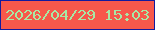 文字の大きさ：5、枠の色：121b9e、背景の色：f7584b、文字の色：a8e9a5 無料ブログパーツのブログ時計
