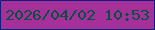 文字の大きさ：3、枠の色：121c7c、背景の色：a5309a、文字の色：054f43 無料ブログパーツのブログ時計