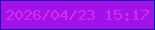 文字の大きさ：4、枠の色：121ca2、背景の色：9f12e9、文字の色：dc2be8 無料ブログパーツのブログ時計