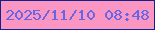 文字の大きさ：5、枠の色：12228d、背景の色：fb95c2、文字の色：6366e7 無料ブログパーツのブログ時計