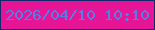 文字の大きさ：4、枠の色：12286c、背景の色：e61596、文字の色：5a7ce7 無料ブログパーツのブログ時計