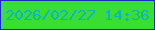 文字の大きさ：3、枠の色：122cca、背景の色：3add32、文字の色：08b7bc 無料ブログパーツのブログ時計
