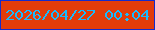 文字の大きさ：3、枠の色：122ccd、背景の色：e23c0b、文字の色：19bafe 無料ブログパーツのブログ時計