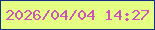 文字の大きさ：5、枠の色：123185、背景の色：e5ff85、文字の色：cb56b8 無料ブログパーツのブログ時計