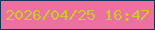 文字の大きさ：2、枠の色：12335f、背景の色：ed71a0、文字の色：c6cd24 無料ブログパーツのブログ時計