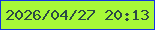 文字の大きさ：3、枠の色：1236e2、背景の色：a7f938、文字の色：2c4a45 無料ブログパーツのブログ時計