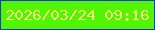 文字の大きさ：4、枠の色：123bd4、背景の色：52f504、文字の色：f3f777 無料ブログパーツのブログ時計