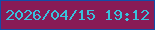 文字の大きさ：1、枠の色：124da8、背景の色：881b56、文字の色：38c2dd 無料ブログパーツのブログ時計