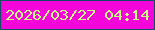 文字の大きさ：2、枠の色：124e63、背景の色：f406da、文字の色：c9ff82 無料ブログパーツのブログ時計
