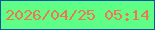 文字の大きさ：2、枠の色：12559f、背景の色：5ffe87、文字の色：ee7653 無料ブログパーツのブログ時計