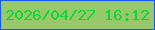 文字の大きさ：3、枠の色：1258fa、背景の色：98c869、文字の色：0fd63d 無料ブログパーツのブログ時計