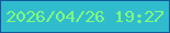 文字の大きさ：5、枠の色：125a9a、背景の色：31bcce、文字の色：81fb7c 無料ブログパーツのブログ時計