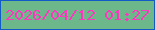 文字の大きさ：1、枠の色：125ac5、背景の色：6cb88a、文字の色：fb38be 無料ブログパーツのブログ時計