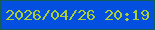 文字の大きさ：1、枠の色：125d57、背景の色：0350e0、文字の色：aace36 無料ブログパーツのブログ時計
