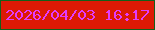 文字の大きさ：5、枠の色：125f1a、背景の色：dd1905、文字の色：e23cfc 無料ブログパーツのブログ時計