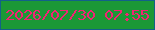文字の大きさ：5、枠の色：126189、背景の色：1b9836、文字の色：f32274 無料ブログパーツのブログ時計