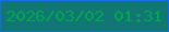 文字の大きさ：2、枠の色：126de7、背景の色：117774、文字の色：01a64d 無料ブログパーツのブログ時計