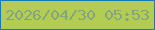 文字の大きさ：2、枠の色：127bb5、背景の色：b2cd51、文字の色：83a382 無料ブログパーツのブログ時計