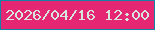文字の大きさ：1、枠の色：1283a6、背景の色：e52773、文字の色：d7e6dd 無料ブログパーツのブログ時計