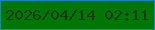文字の大きさ：3、枠の色：1284c6、背景の色：007704、文字の色：103910 無料ブログパーツのブログ時計