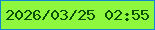 文字の大きさ：4、枠の色：1286cf、背景の色：8ef83e、文字の色：0a4f03 無料ブログパーツのブログ時計