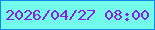 文字の大きさ：2、枠の色：1289e3、背景の色：72fbeb、文字の色：8a1ee3 無料ブログパーツのブログ時計