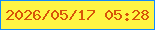 文字の大きさ：1、枠の色：128afc、背景の色：fff544、文字の色：d75509 無料ブログパーツのブログ時計