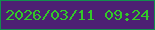 文字の大きさ：3、枠の色：128d4e、背景の色：4d1f73、文字の色：33c829 無料ブログパーツのブログ時計