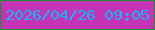 文字の大きさ：3、枠の色：12912f、背景の色：c733b5、文字の色：0db8fb 無料ブログパーツのブログ時計