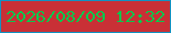 文字の大きさ：2、枠の色：1292c1、背景の色：c93036、文字の色：08c84d 無料ブログパーツのブログ時計