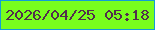 文字の大きさ：3、枠の色：129dd6、背景の色：78fe1d、文字の色：522e4c 無料ブログパーツのブログ時計