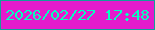 文字の大きさ：3、枠の色：129f99、背景の色：e41bcc、文字の色：05ffbf 無料ブログパーツのブログ時計