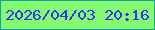 文字の大きさ：5、枠の色：12a2a3、背景の色：85fa71、文字の色：3136ef 無料ブログパーツのブログ時計