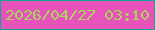 文字の大きさ：2、枠の色：12a697、背景の色：e753bb、文字の色：aad55c 無料ブログパーツのブログ時計