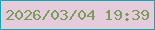 文字の大きさ：1、枠の色：12a6b3、背景の色：e5cbdb、文字の色：759e59 無料ブログパーツのブログ時計
