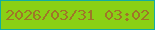 文字の大きさ：5、枠の色：12ada1、背景の色：8ad015、文字の色：9f7628 無料ブログパーツのブログ時計