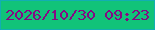 文字の大きさ：5、枠の色：12aeb3、背景の色：11c379、文字の色：860983 無料ブログパーツのブログ時計
