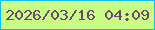 文字の大きさ：2、枠の色：12bce7、背景の色：c9fc85、文字の色：6b4772 無料ブログパーツのブログ時計