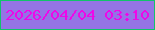文字の大きさ：1、枠の色：12c36b、背景の色：9574e5、文字の色：ee09e8 無料ブログパーツのブログ時計