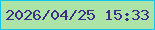 文字の大きさ：4、枠の色：12c3eb、背景の色：abe4a6、文字の色：3e2e89 無料ブログパーツのブログ時計