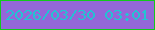 文字の大きさ：1、枠の色：12c91c、背景の色：9467d8、文字の色：23c3d3 無料ブログパーツのブログ時計