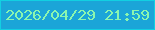 文字の大きさ：4、枠の色：12d0e2、背景の色：1ba5d8、文字の色：8bf5af 無料ブログパーツのブログ時計
