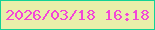 文字の大きさ：5、枠の色：12d296、背景の色：e8efaa、文字の色：f346d7 無料ブログパーツのブログ時計