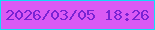 文字の大きさ：2、枠の色：12dcf6、背景の色：da5af4、文字の色：7923d3 無料ブログパーツのブログ時計