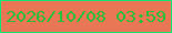 文字の大きさ：3、枠の色：12e473、背景の色：e97756、文字の色：2bbd35 無料ブログパーツのブログ時計