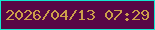 文字の大きさ：1、枠の色：12e7d0、背景の色：570745、文字の色：cc9e4a 無料ブログパーツのブログ時計