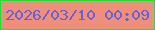 文字の大きさ：3、枠の色：12e834、背景の色：ef8f79、文字の色：6362db 無料ブログパーツのブログ時計